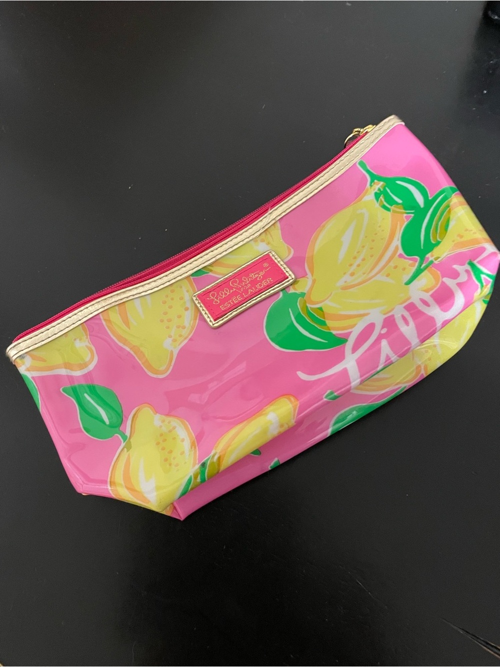 Lilly Pulitzer for Estee Lauder Pink Lemon Print Makeup Cosmetic Bag Pouch